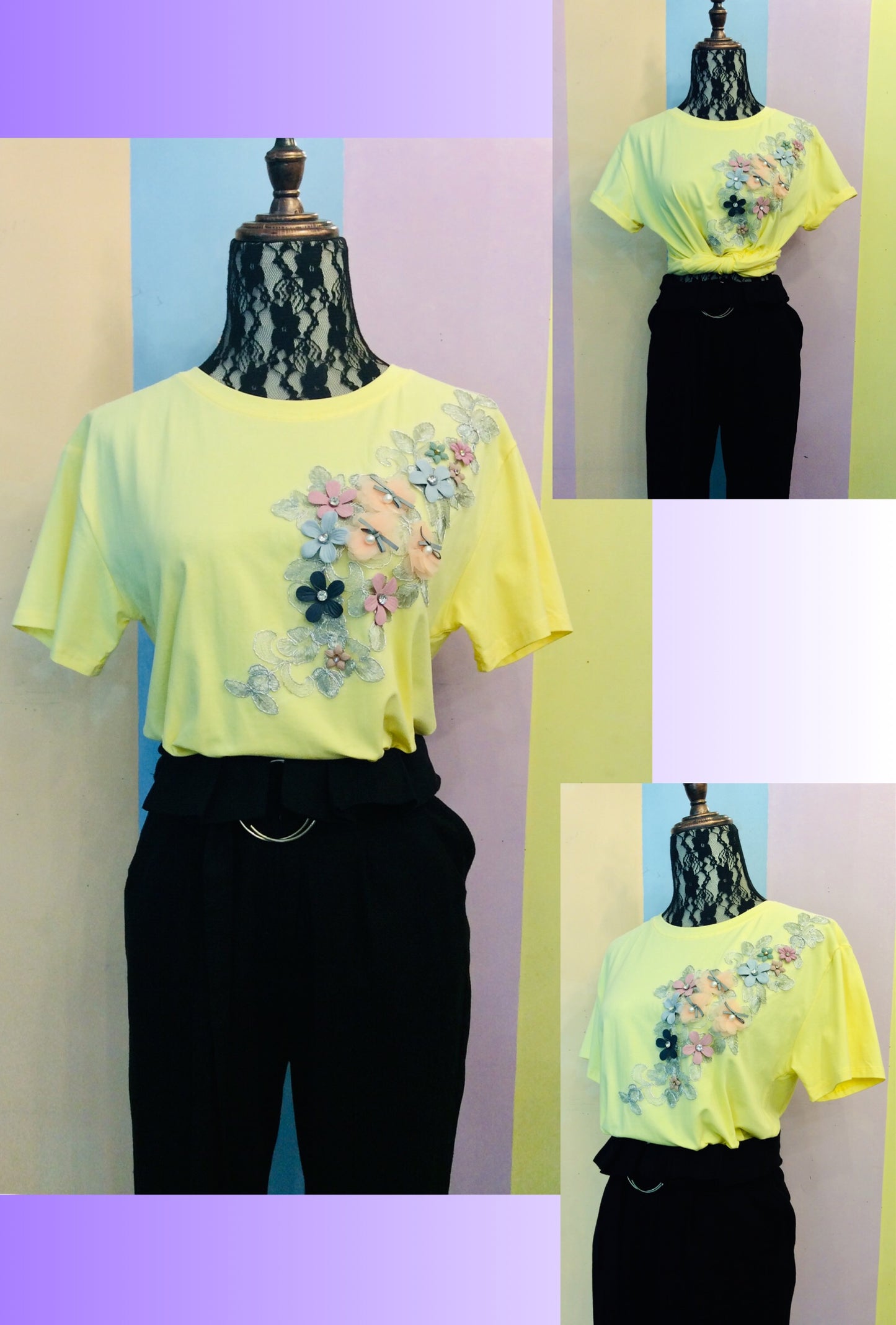 Silver Pastel Floral Tee