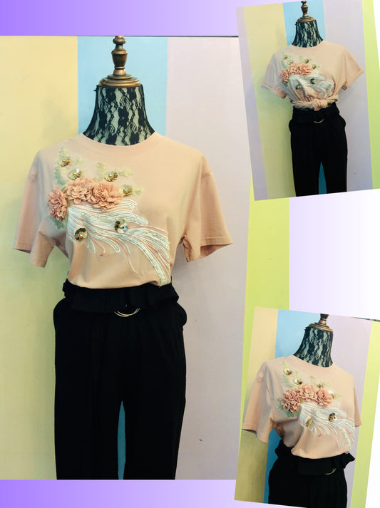 Flower, Sequins and Pearls Tee