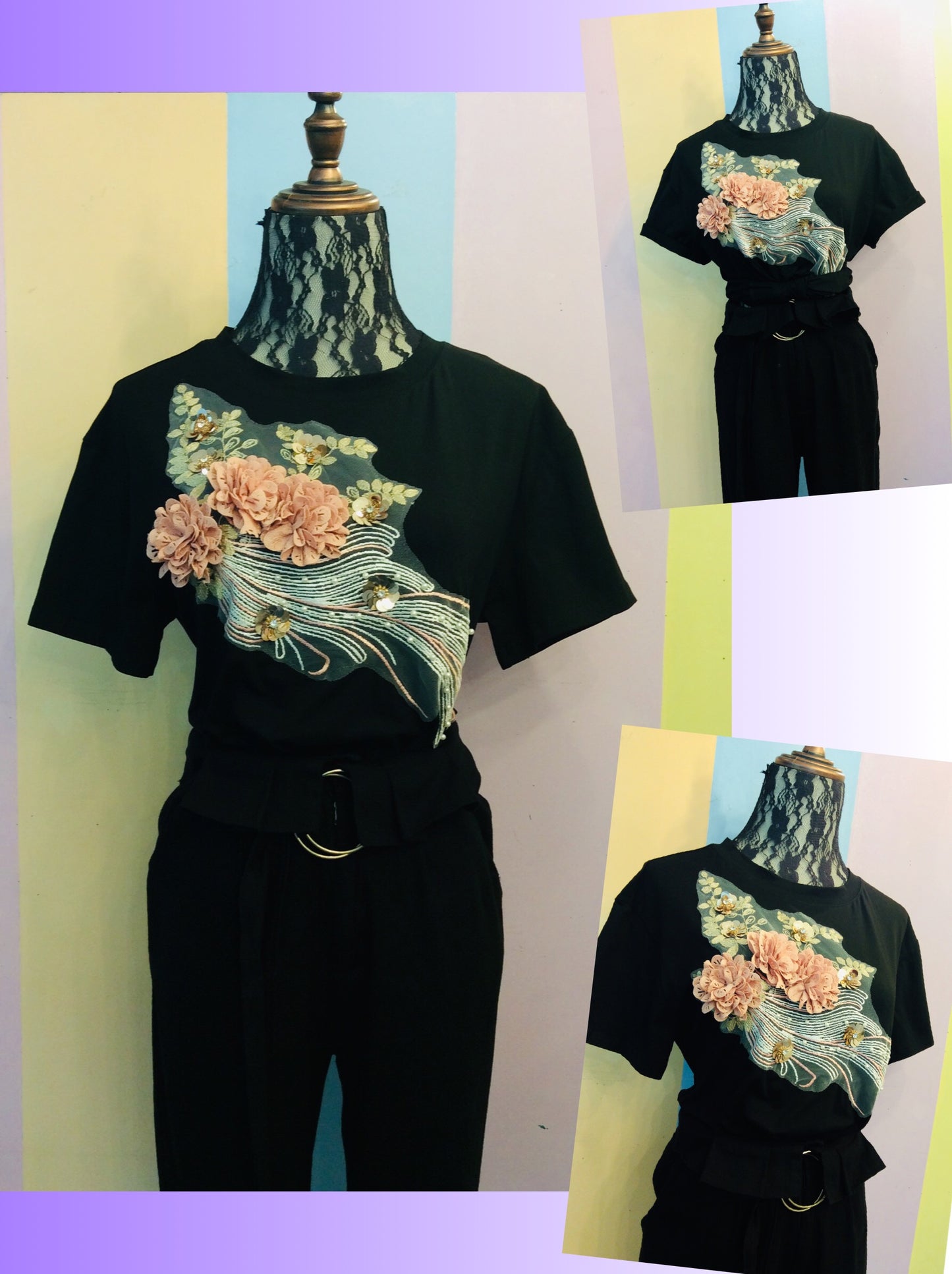 Flower, Sequins and Pearls Tee