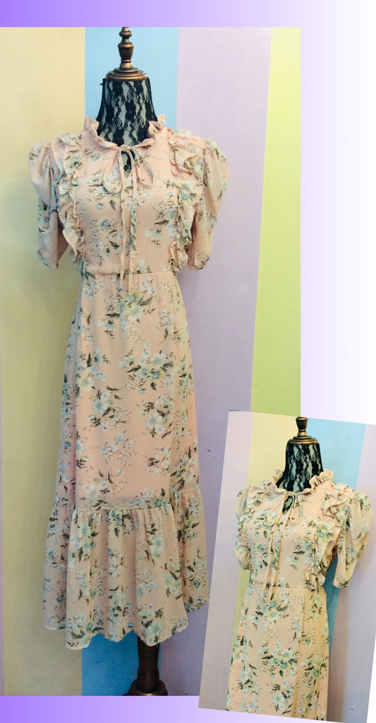 Floral Dress w/ Raffles and Bow String (new2)