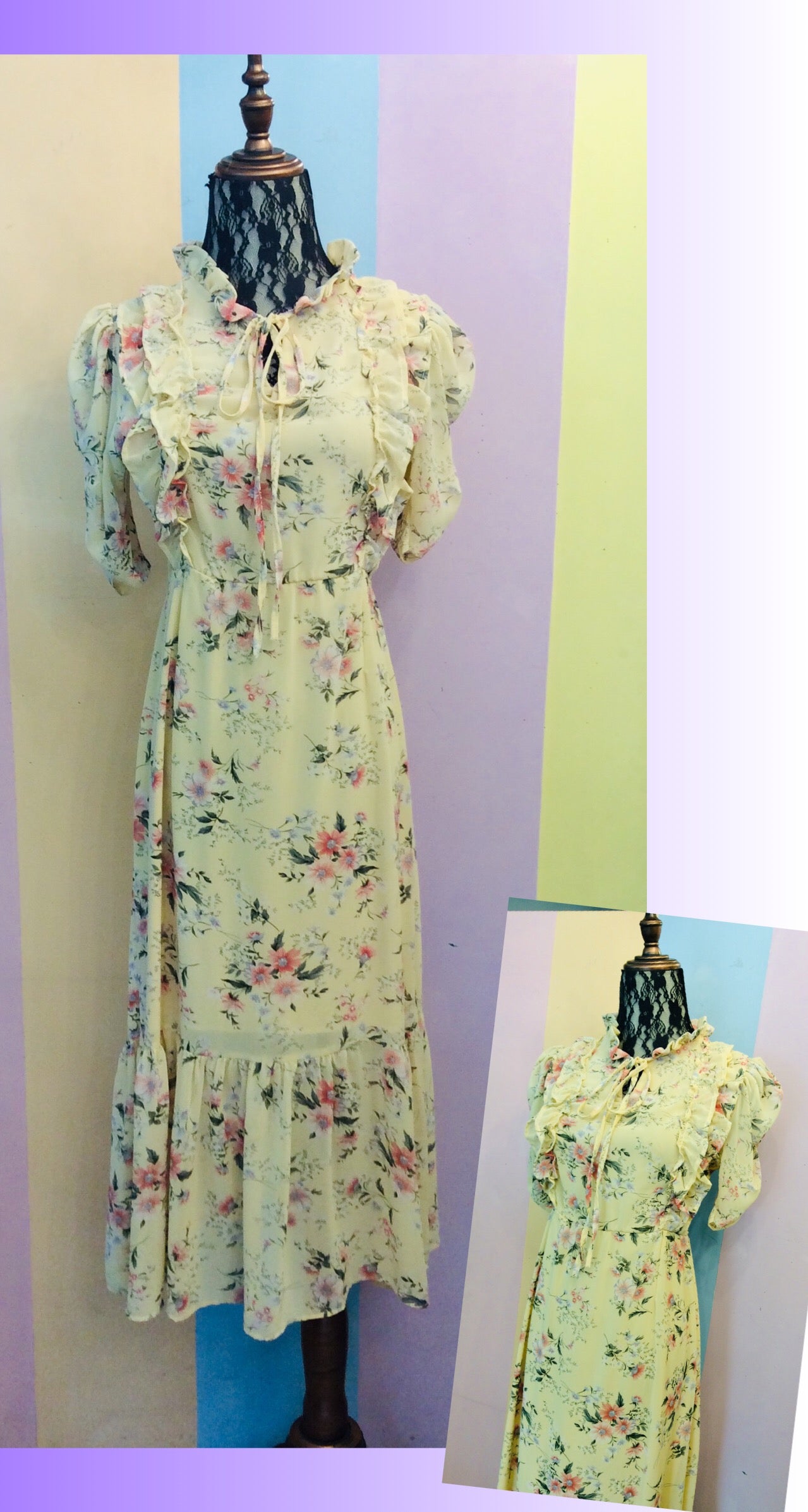 Floral Dress w/ Raffles and Bow String (new2)