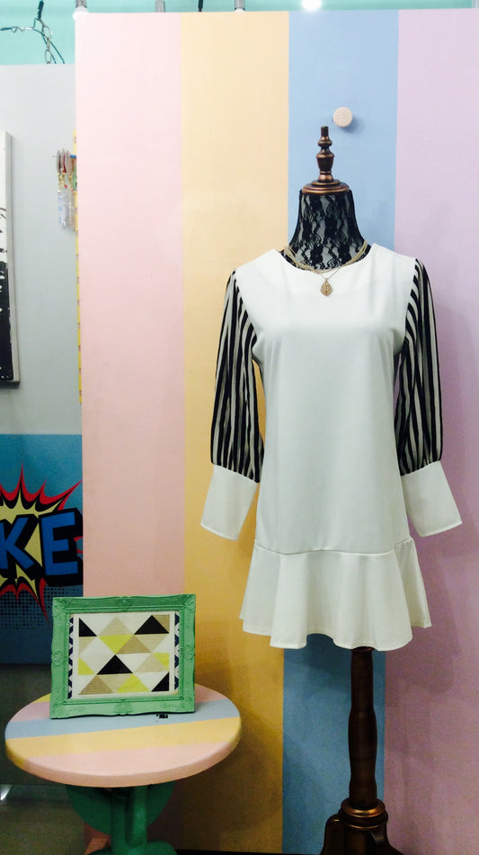 Plain & Stripe Sleeve Dress