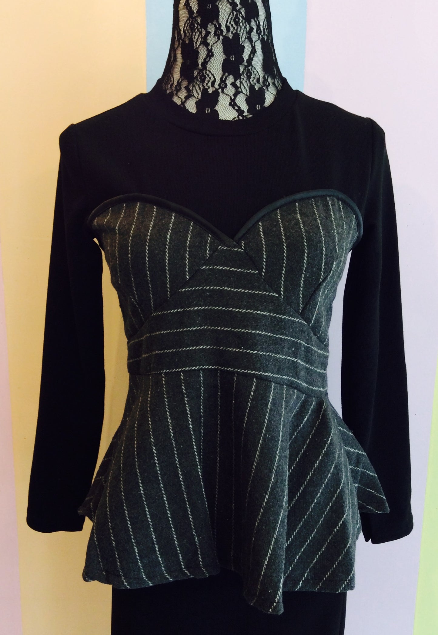 Full Sleeve Top w/ Attached Stripe Corset...