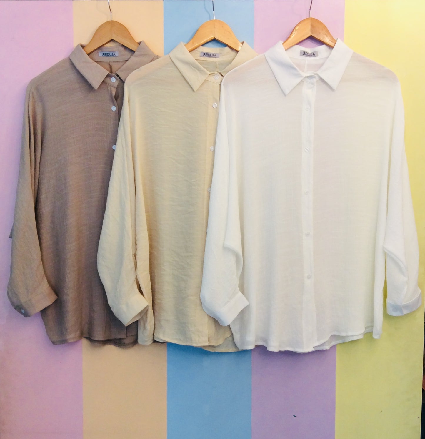 Crumpled Button-Down Oversized Longsleeves Top