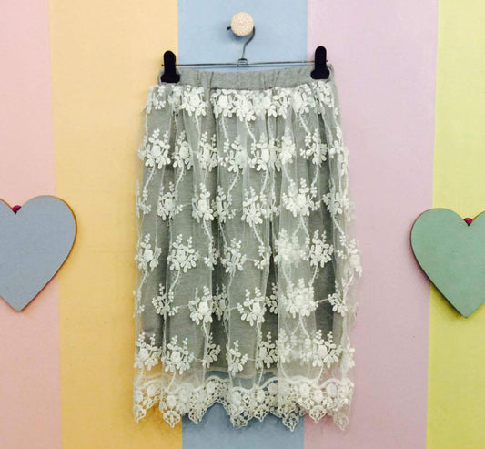 Lace over cotton skirt