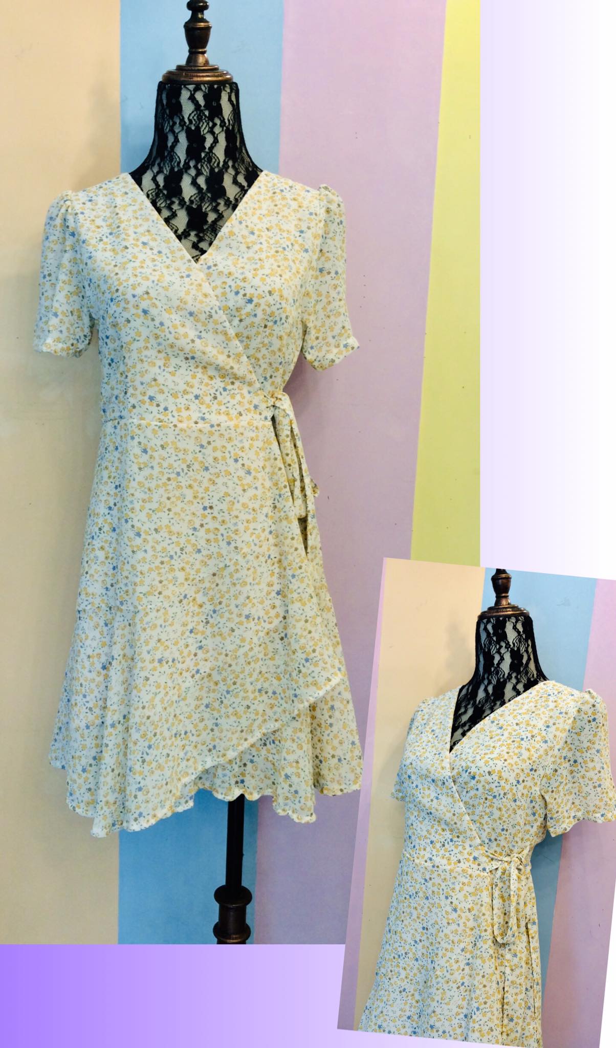 Short sleeve Floral wrap-around Dress(new2)